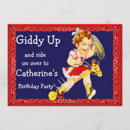 Western Party Cowgirl On Stick Horse-inbjudan Inbjudningar