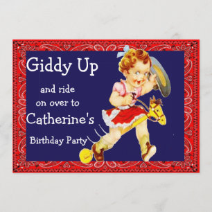 Western Party Cowgirl On Stick Horse-inbjudan Inbjudningar