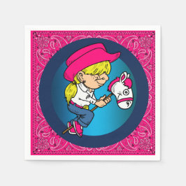 Western Party Little Cowgirl On Stick Horse 2 Pappersservett