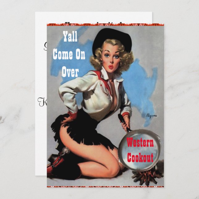 Western Party--uppsamlingsplats Inbjudningar (Fram/baksida)