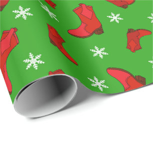 Western Patterned över Jul Cowboy Boots Land Presentpapper