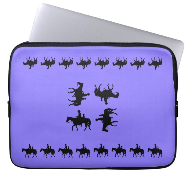 Western Periwinkle - Horseback Silhouettes Laptop Fodral (Framsidan)
