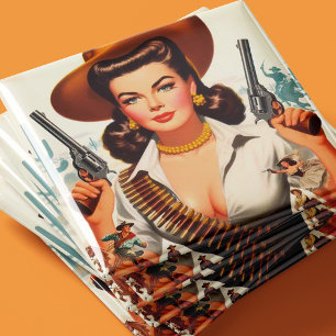 Western Pin-up för vintage Magnet