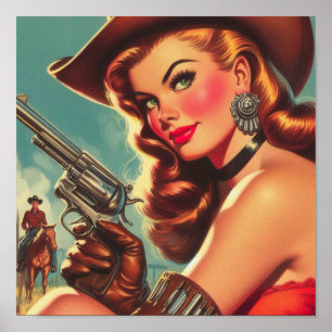 Western Pin-up för vintage Poster
