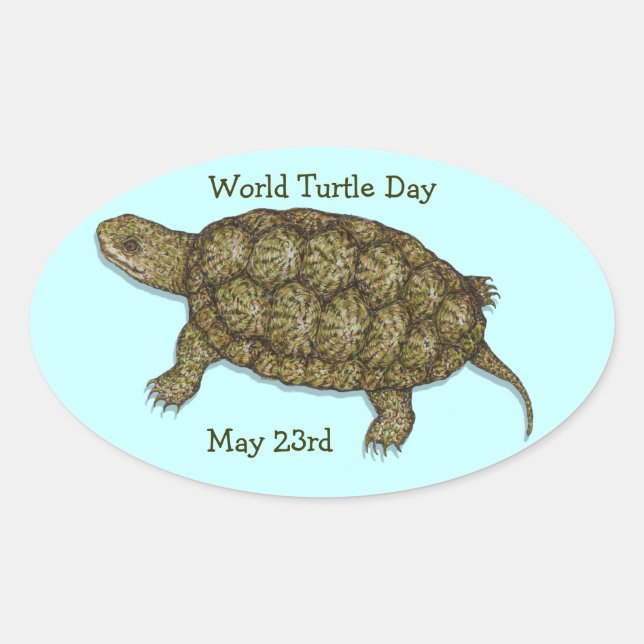 Western Pond Turtle Ovalt Klistermärke (Framsida)