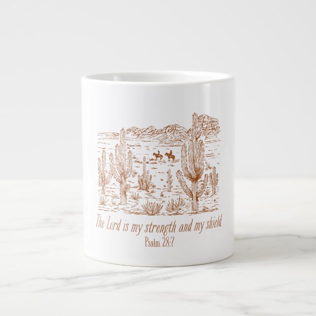 Western Psalm 28:7 Herren är min styrka Jumbo Mugg (Framsidan)