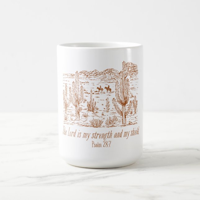 Western Psalm 28:7 Herren är min styrka Kaffemugg (Center)
