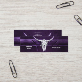 Western Purple White Rustic Bull Cow Skull Barn Mini Visitkort