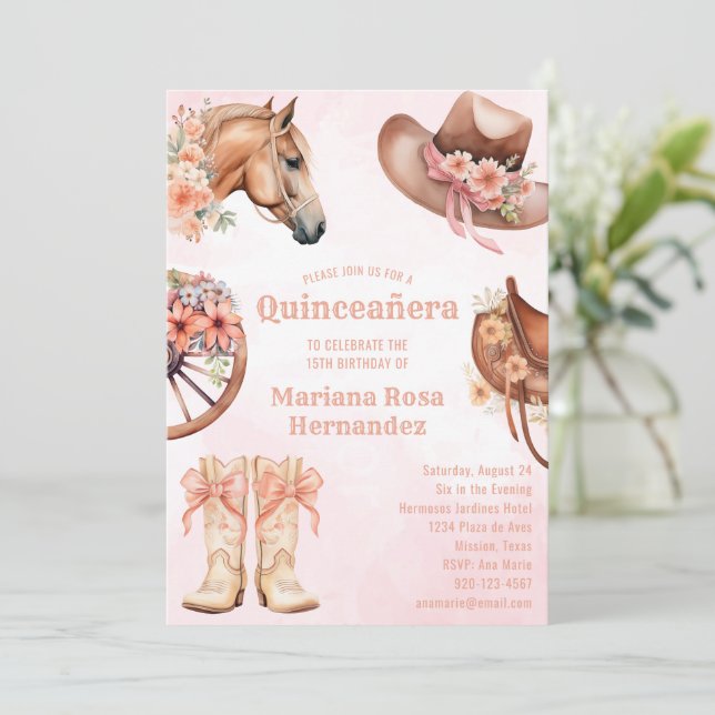 Western Quinceanera-Födelsedagsfest Inbjudningar (Stående Fram)