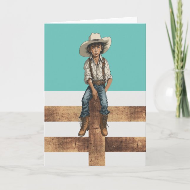 Western Ranch Cowboy Illustration – Country Style  Kort (Framsida)