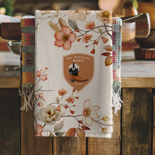 Western Ranch för anpassningsbar Family Namn Kökshandduk (Skapare uppladdad)