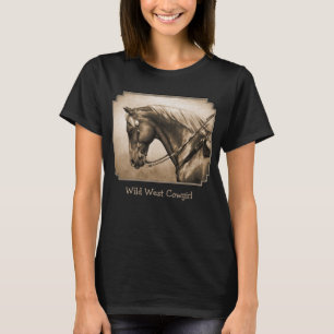 Western Ranch Horse Old Photo Sepia T Shirt