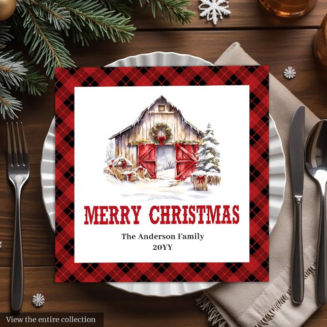 Western Ranch Style Buffalo Plaid Xmas Napkins Pappersservett (Western Ranch Style Buffalo Plaid Napkins)