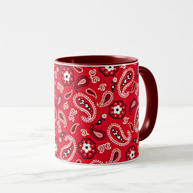 Western Red Paisley Mugg (Framsida höger)