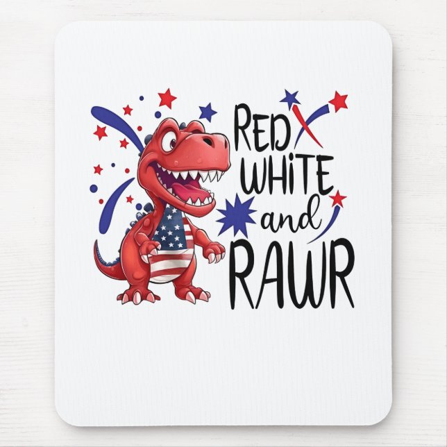 Western Red White Rawr Dinosaur Musmatta (Framsidan)