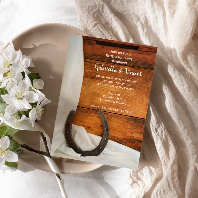 Western repetitionsmiddag för hästseshoe White Sat Inbjudningar (Skapare uppladdad)