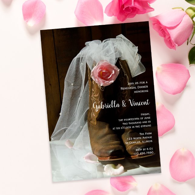 Western repetitionsmiddag för land Ro CowboyBoots Inbjudningar (Skapare uppladdad)