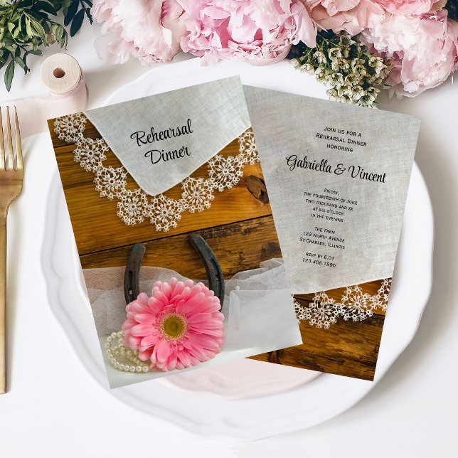 Western repetitionsmiddag för rosa Daisy Snöre Lan Inbjudningar (Skapare uppladdad)