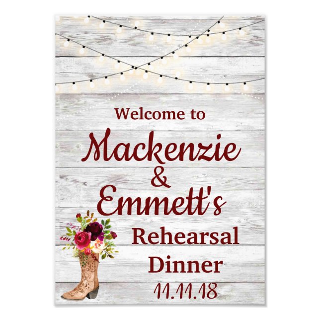 Western repetitionsskylt för Rustic Land Boho  Reh Fototryck (Framsidan)