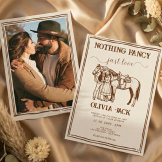 Western Retro Funky Hand Drawn Photo Wedding Inbjudningar
