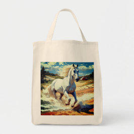 Western Retro Horse run Tote Bag Tygkasse