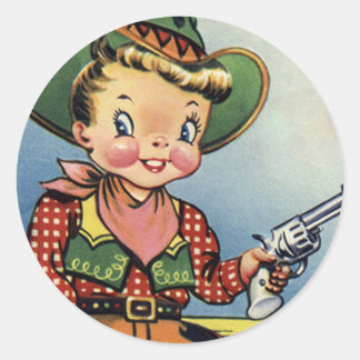 Western Retro Lil'Cowboys Roligt Stickers Runt Klistermärke