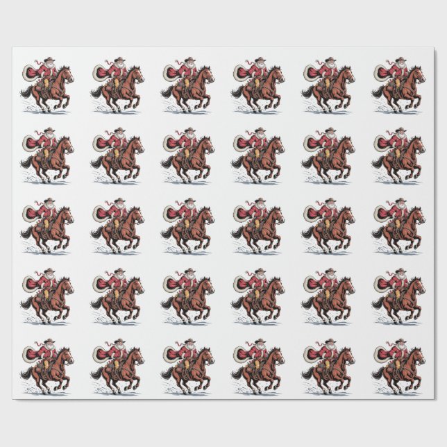 Western Riding Rodeo Horse Cowboy Santa Christmas Presentpapper (Platt)