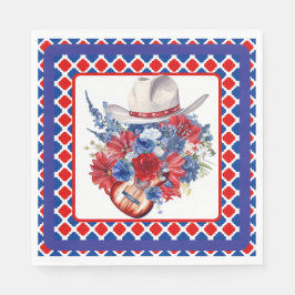 Western röd vit och blå pappersservett