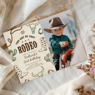 Western Rodeo 2:a födelsedagsfoto Inbjudningar
