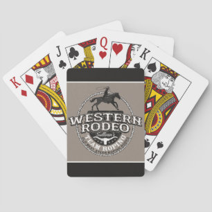 Western Rodeo ADD NAMN Gammala västern Steer Ropin Casinokort