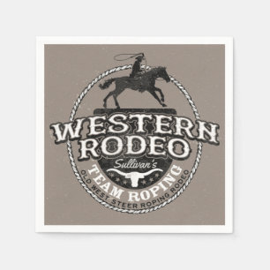 Western Rodeo ADD NAMN Gammala västern Steer Ropin Pappersservett