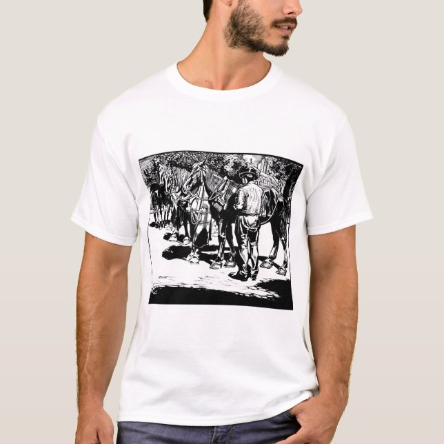 Western Rodeo Art i Cowboy och Horses Land T Shirt (Framsida)