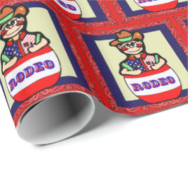 Western Rodeo Clown in Barrel Red Bandana Presentpapper