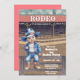 Western Rodeo Cowboy 1:a födelsedag Inbjudningar