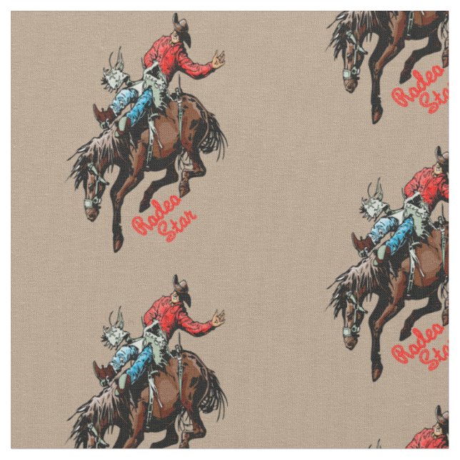 Western Rodeo Cowboy Bareback Bronc Horse Rider Tyg (Närbild)