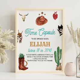 Western Rodeo Cowboy Birthday Time Capsule-tecken Poster