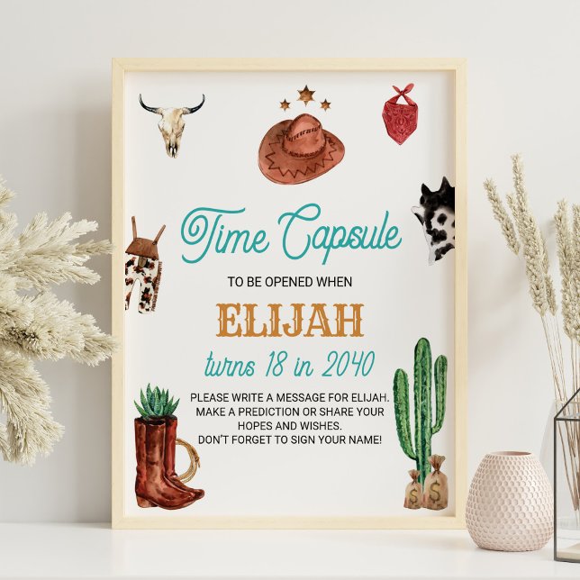 Western Rodeo Cowboy Birthday Time Capsule-tecken Poster (Skapare uppladdad)