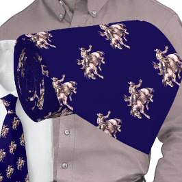 Western Rodeo Cowboy Bronc Rider Bronze på Blue Slips