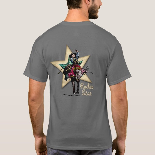 Western Rodeo Cowboy Bronc Rider T-Shirt (Baksida)