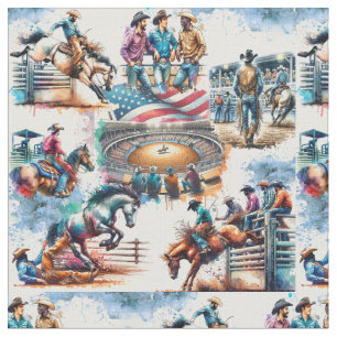 Western Rodeo Cowboy Bronc Riding-händelse Tyg