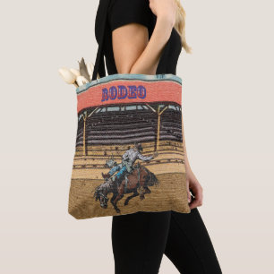 Western Rodeo Cowboy Bronc Riding Tote Bag Tygkasse
