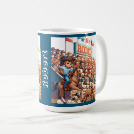 Western Rodeo Cowboy Calf Roping Anpassningsbar Kaffemugg