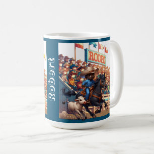 Western Rodeo Cowboy Calf Roping Anpassningsbar Kaffemugg