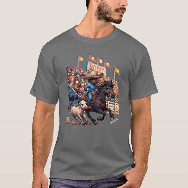 Western Rodeo Cowboy Calf Roping Anpassningsbar T Shirt (Framsida)