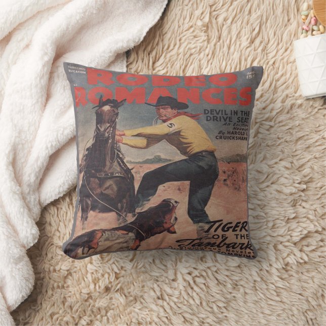 Western Rodeo Cowboy Calf Roping Rodeo Romantik Kudde (Filt)