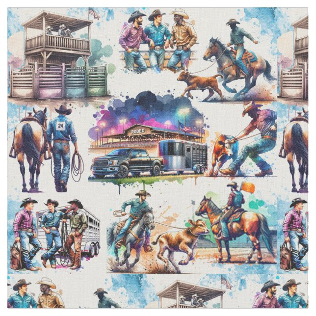 Western Rodeo Cowboy Calf Roping Tyg (Närbild)