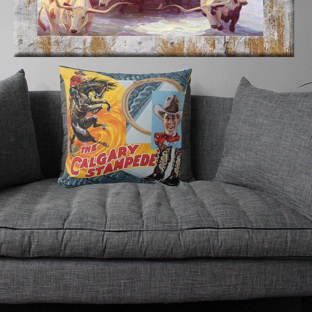 Western Rodeo Cowboy Collage Print Throw Pilow Kudde (Skapare uppladdad)