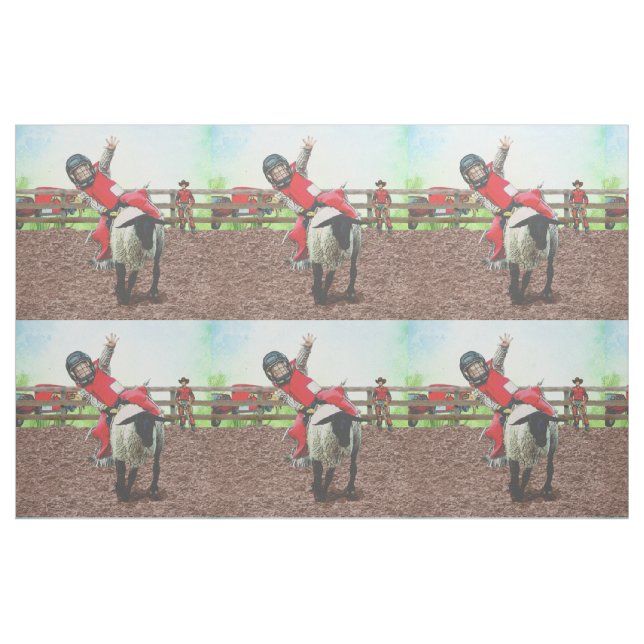 Western Rodeo Cowboy Cowgirl Mutton Busting 9" Tyg (Fat Quarter)