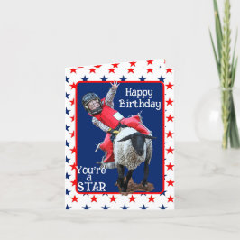 Western Rodeo Cowboy Cowgirl Mutton Busting Birthd Helgkort