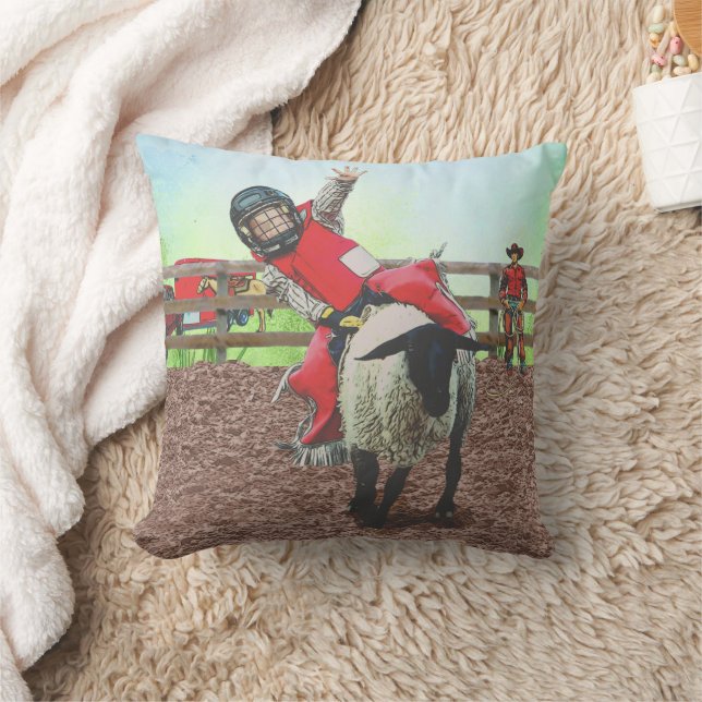 Western Rodeo Cowboy Cowgirl Mutton Busting Kudde (Filt)